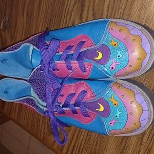 Soletech Multicolor Hand Painted Leather Lace Up Fishy Oxford’s, New, no tags